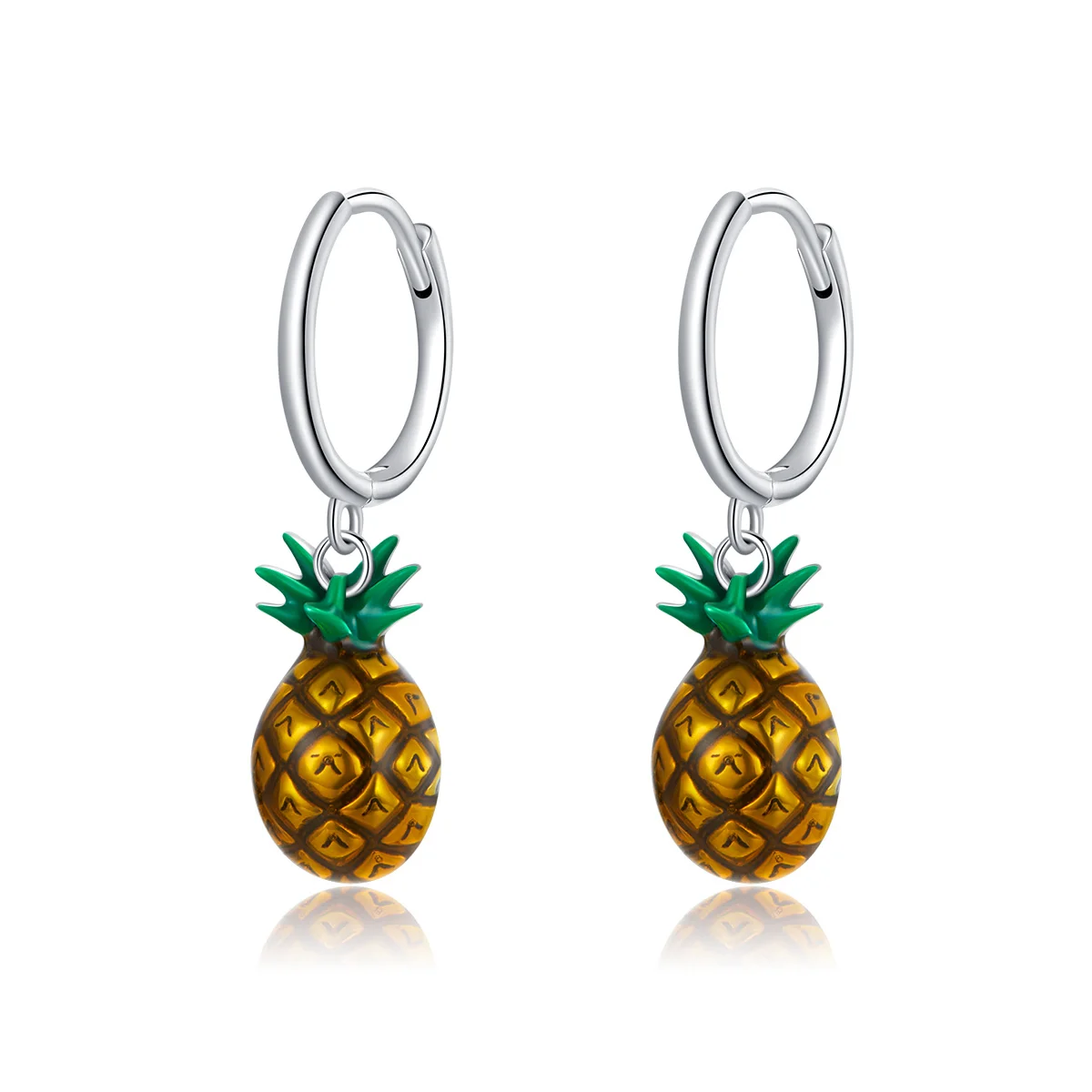 

Authentic 925 Sterling Silver Vibrant Pineapple Earrings for Women Jewelry