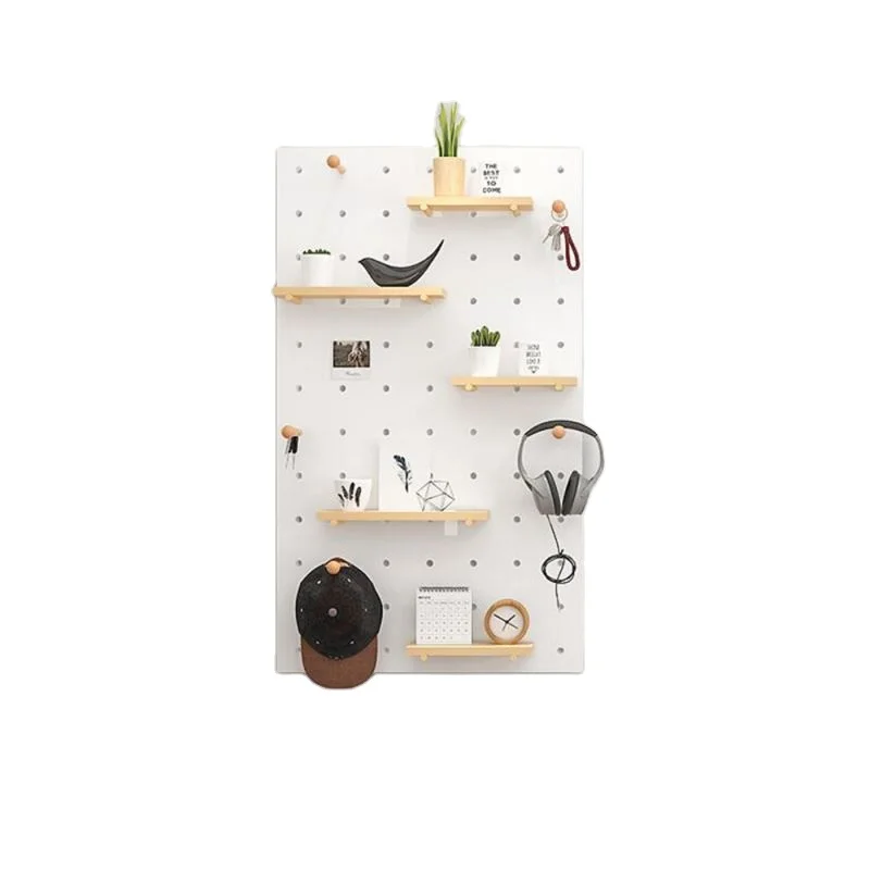 

Wall Mounted Wooden Pegboard Modular Display Organization Storage Wall Hooks Shelf