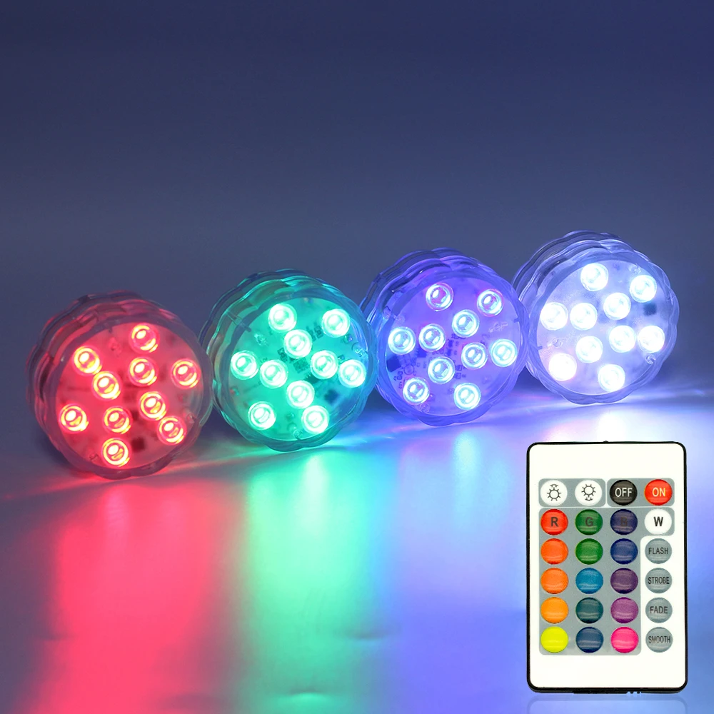 RGB battery operated powered led  decorative holiday pool party led submersible wedding light with remote