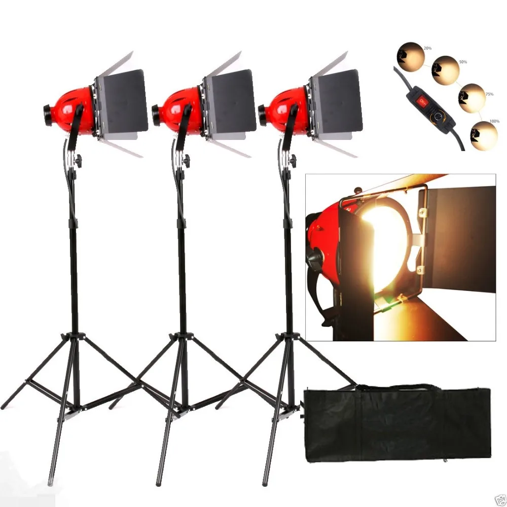 

Redhead Light set Tungsten 800W Videolight Kit Dimmer Red Head Lighting Kit Barndoor Video Light Fresnel Bulb