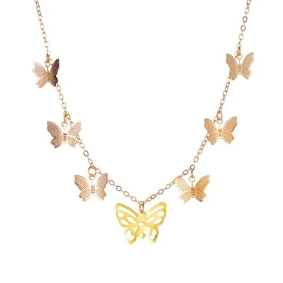 

Popular Accessories Personality Simple Hollow 7 Butterfly Necklaces Fashion Multilayer Pendant Clavicle Chain