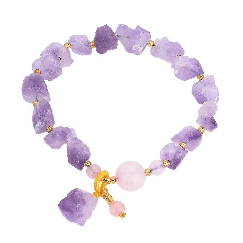 

Wholesale Designer Charm for Diy Purple Crystal Amethyst Bracelet Natural Stone