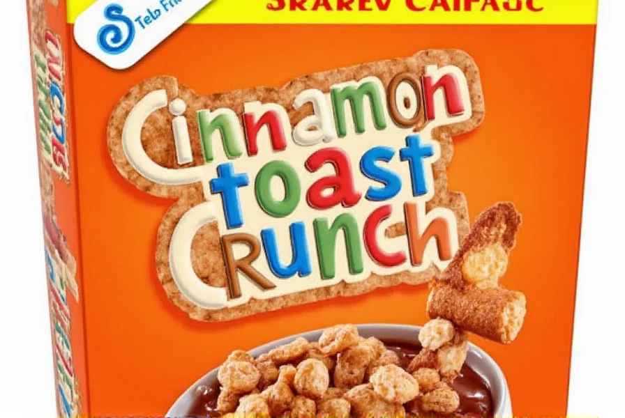 Nutrition facts label for Cinnamon Toast Crunch showing calorie information and serving size