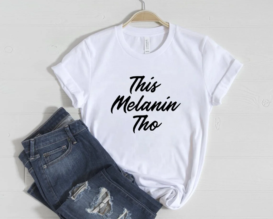 

High Quality Women T Shirt Funny Printed Short Sleeve Women Tshirt Summer Melanin Friends Graphic Tops Tees, Picture showed