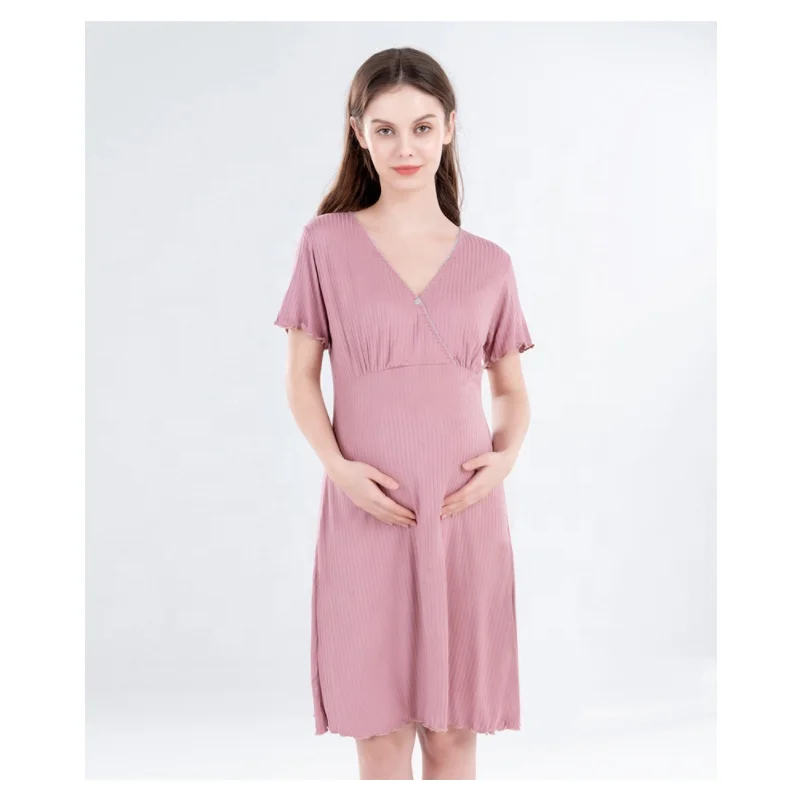 

Nursing Pajamas Maternity Hospital Night Gown Lace Pregnant Night Dress Breastfeeding Lactation Wear Soft Fabric