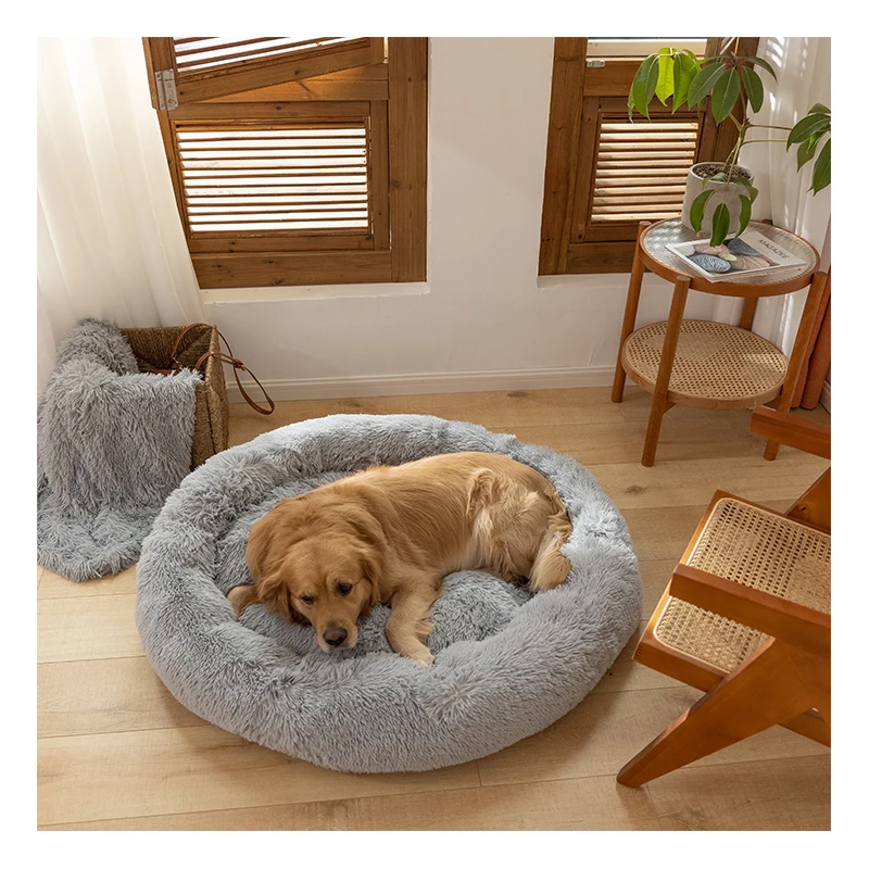 

wholesale pet deep sleep bed lovely donut calming bed cushion for dog cat dropshop with high quality