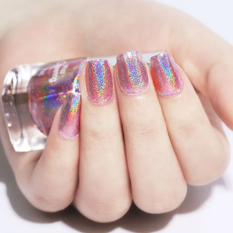 

2020 Glitter Gorgeous Glossy Holographic Halo Glitter Polish Nail Art Nail Pigment Diamond Laser Nail Polish, 8 colors