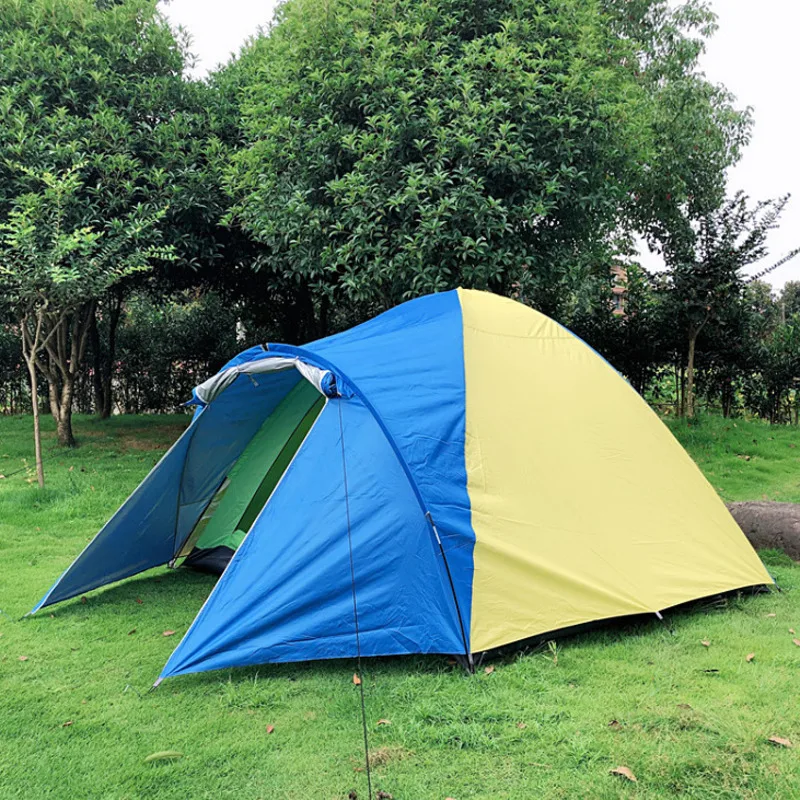 

Portable 3-4 Person Outdoor Camping Tent, Double Layer Rainproof large Space Tent for Hiking Fishing Travel Picnic Family Outin