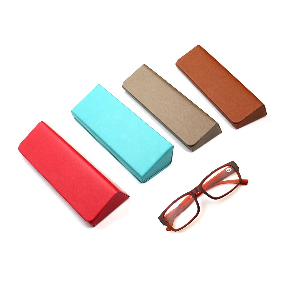 

OEM Wholesale New arrival Magnetic Custom Logo Multicolor Triangle Folding Hard shell Sunglasses Eyeglasses Glasses Case Box, Solid colour