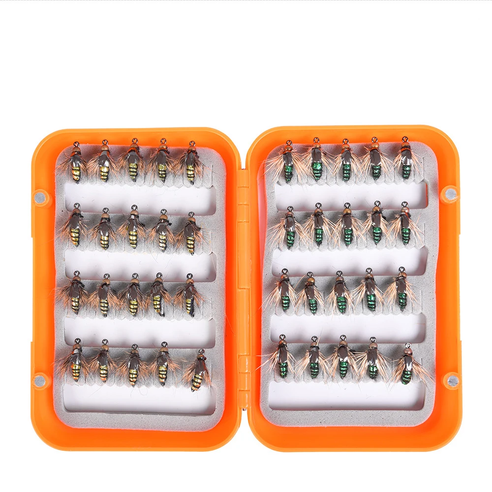 

High simulation fly fishing hook 40pcs/Box high carbon steel bionic fly fishing hook fishhook, 6 colors