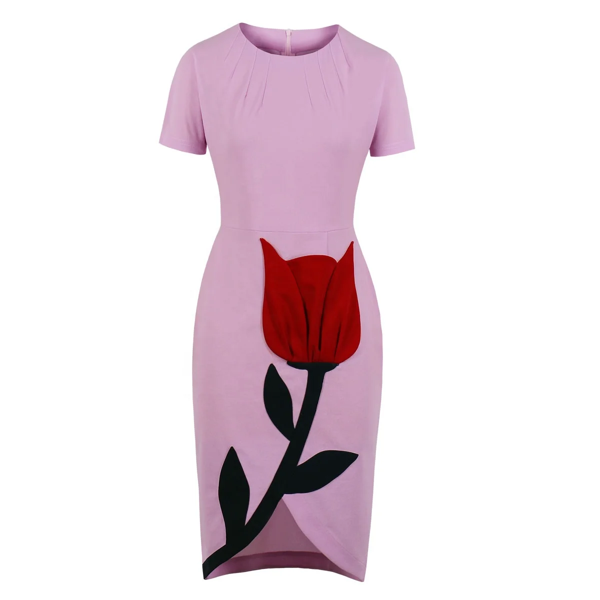 

MXN-2332 OEM ODM short sleeve bodycon dresses floral print dress for women