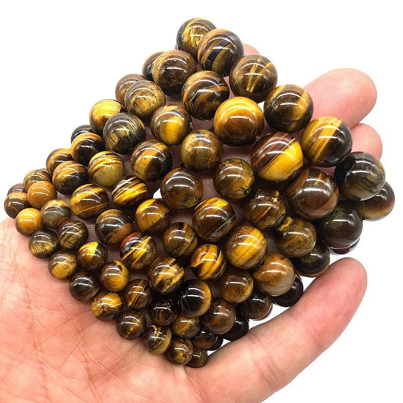 

2021 Fashion Hand Made Gemstone Bead Bracelet Tiger Eye Natural Stone Bracelet Charms Accessories For Men And Women, Black