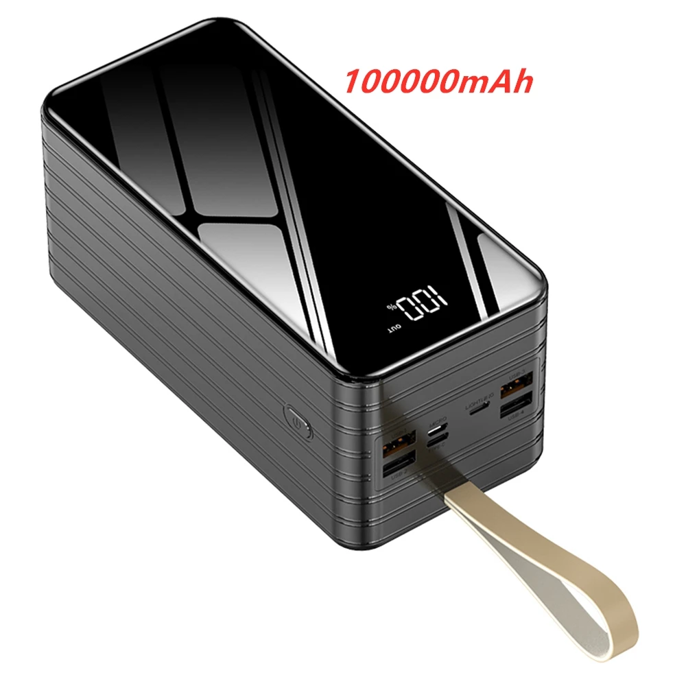 

High capacity 4 USB output 100000 mah power bank 100000mah mobile phone charger fast charging power bank 100000mah, Red black