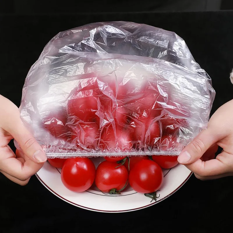 

50pcs Reusable Fresh-keeping Transparent Kitchen Elastic Disposable Plastic Wrap Film Nylon Food Cover for Dish