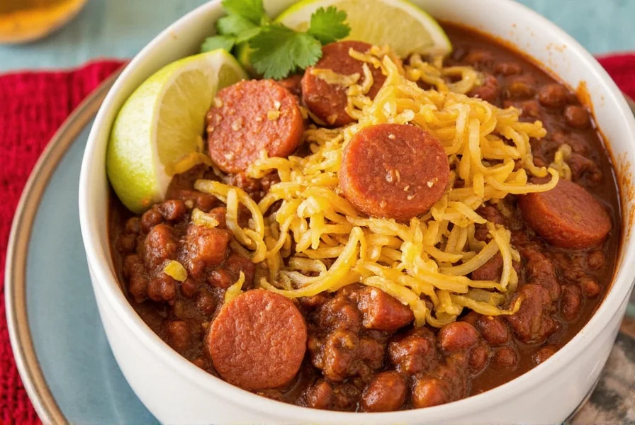 Ground beef chili in a pot