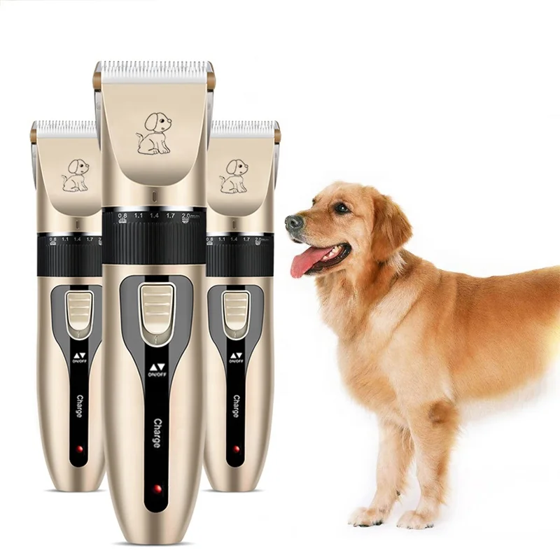 

Dog Grooming Clippers, Professional Pet Grooming Kit Rechargeable Dog Hair Trimmer DOG SHAVER, Gold