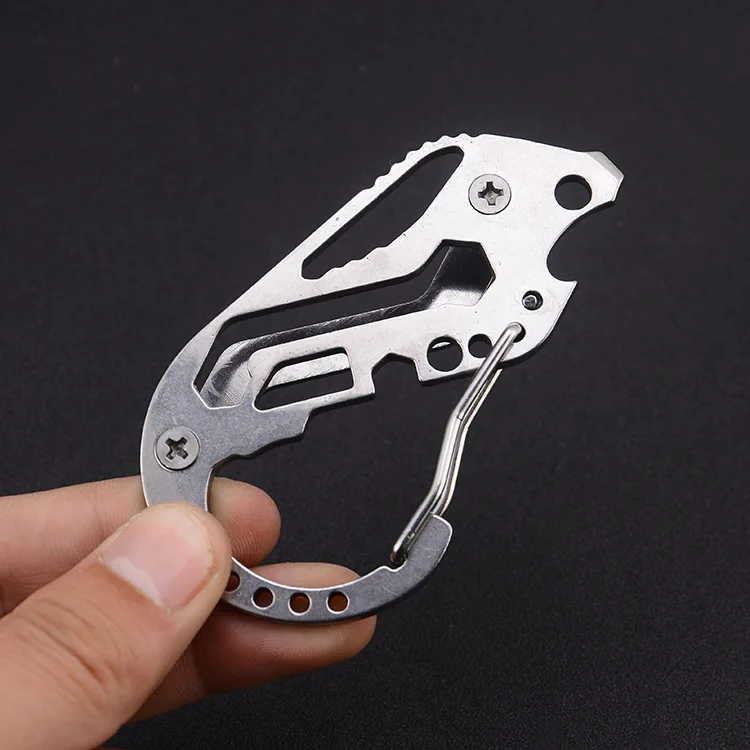 

High Quality Multifunction Belt Guard Key Holder Organizer Clamp Stainless Steel Carabiner Portable Key Chain Buckle EDC Tool, As picturres