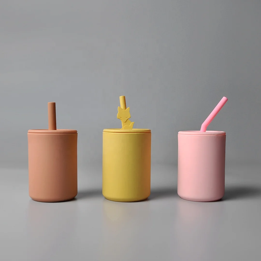 

Food Grade Safe Cute Silicone Baby Water Cup With Lid, Pink,yellow,custom