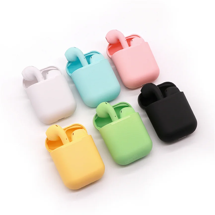 

2021 Inpods i 12 Frosted Feel Touch Control Pop up Window Connection TWS 5.0 mini Wireless Bt Earphone