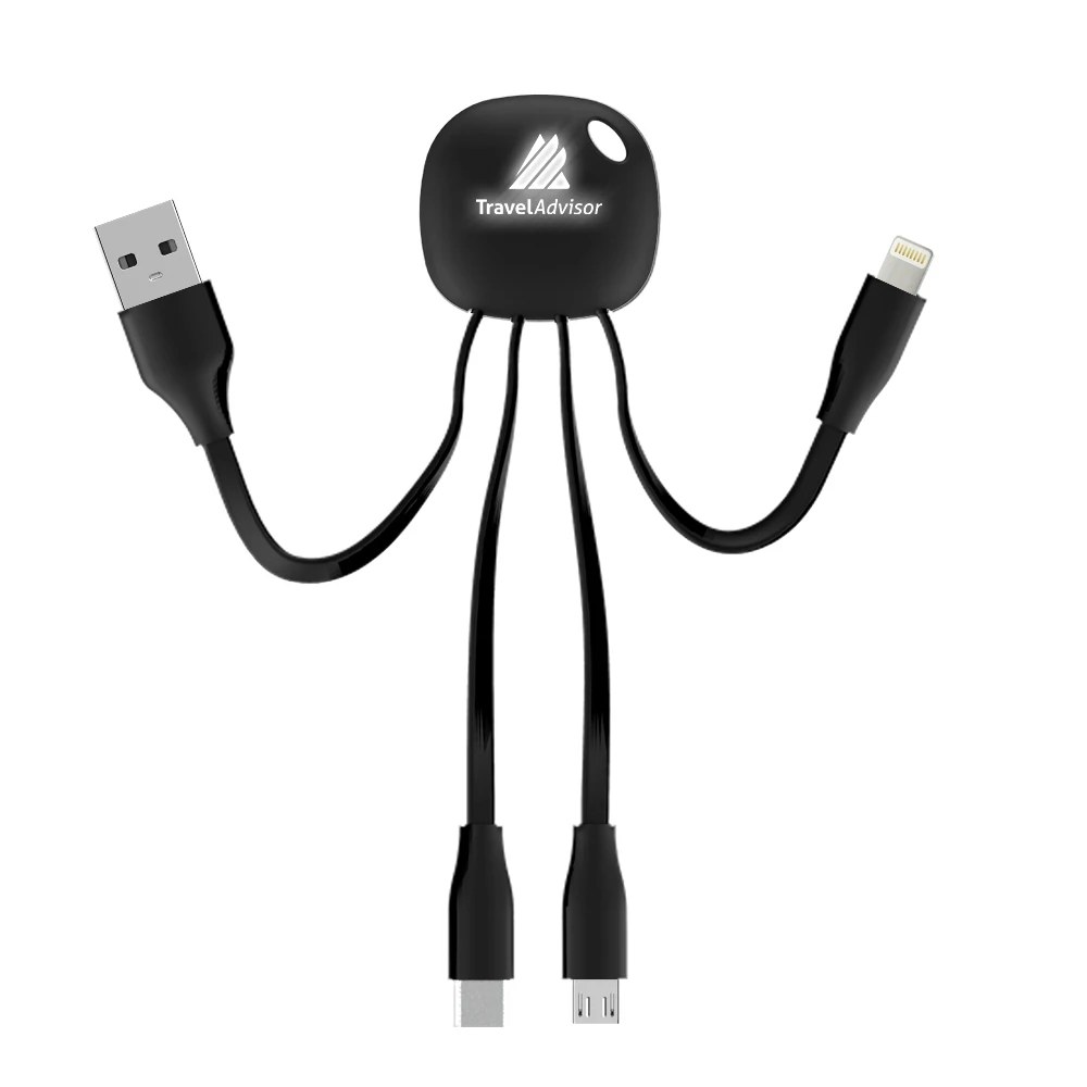 MIABOO 4 in 1 Charging Cable with Light Up Logo, USB Charging cable for All Smartphone, Led Charging Cable with 4 connectors - ANKUX.COM