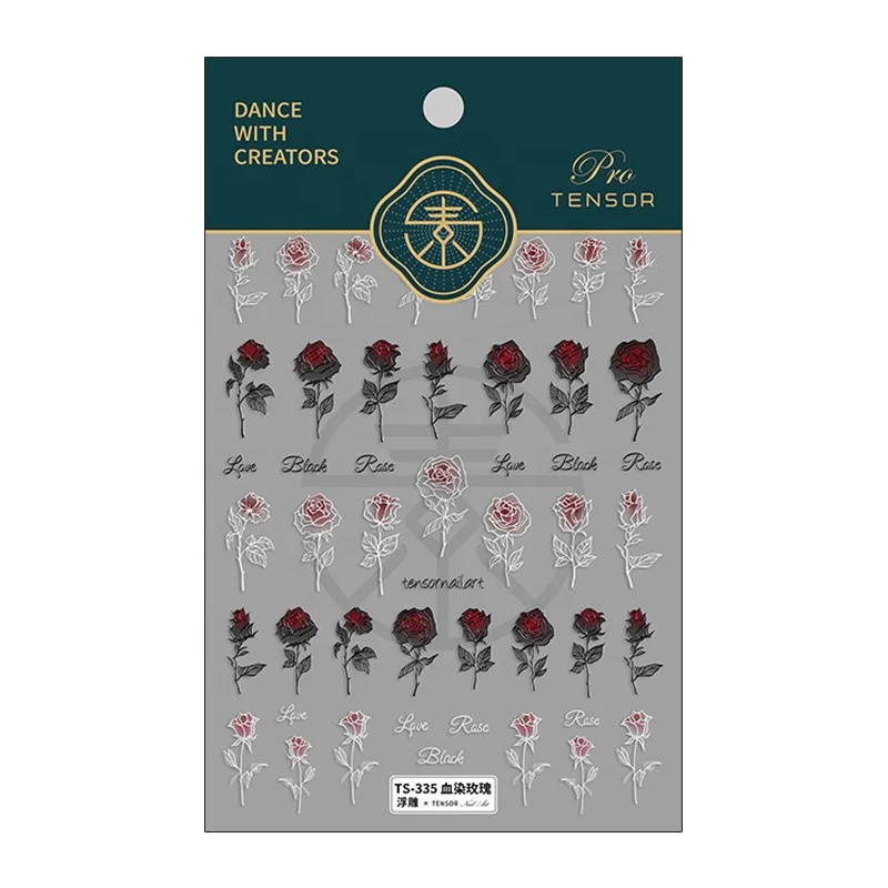 

5D Rose Flower Nail stickers Multi-style Daisy Pattern Black White Stickers for manicure DIY stickers for nail, Colorful