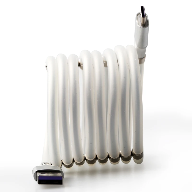 

2020 new portable self winding easy-coil supercalla magnetic usb cable, White