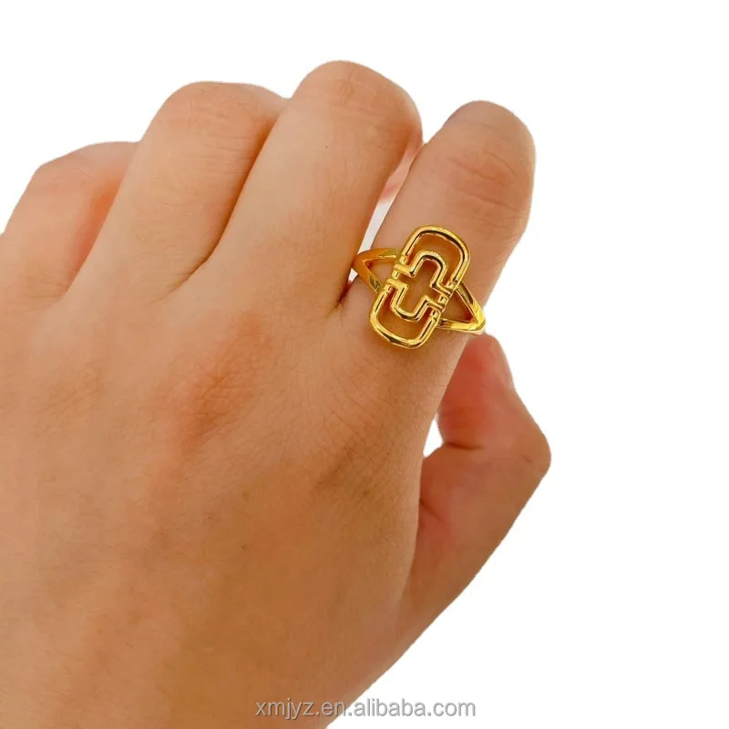 

Certified 5D Cyanide-Free Hard Gold Ring Men's And Women's New All-Match Pure Gold 999 Ring 24K Yellow Gold Ring