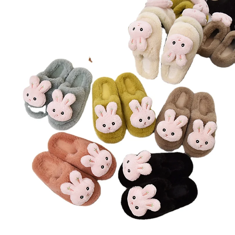 

2020 new maomao slippers female cartoon rabbit flat home non-skid warm cotton slippers wholesale, Customized color