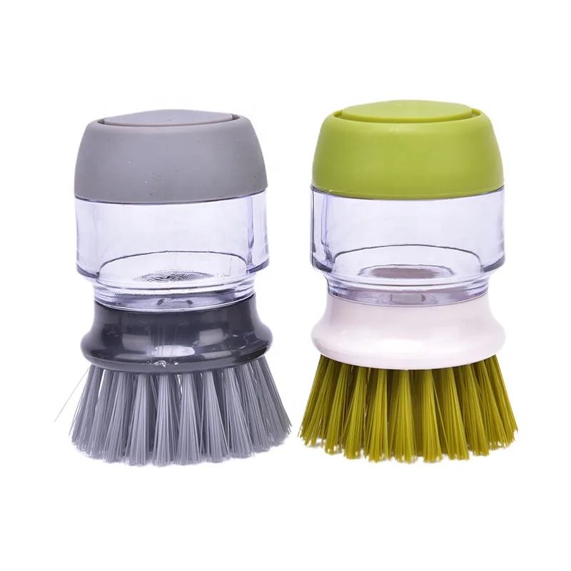 

1PC Cleaning Brushes Dish Washing Tool Soap Dispenser Refillable Pans Cups Bread Bowl Scrubber Kitchen Goods Accessories Gadgets, Gray/green