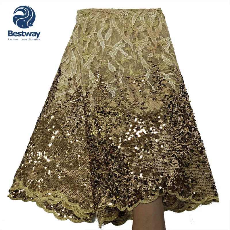 

Bestway Latest French Sequins Lace Embroidery Fabric For Women