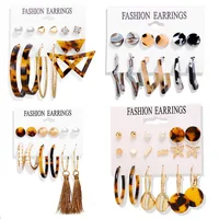 

New Tassel Acrylic Earrings Set For Women Bohemian Earrings Set Big Geometric Drop Earring Wholesale N99021
