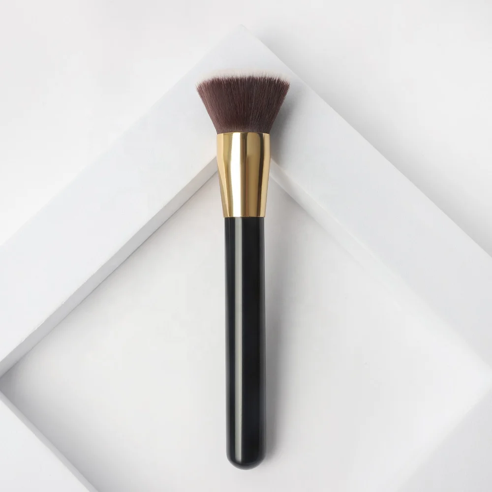 

Best Selling Black Vegan Synthetic Soft Good Dense Custom Face Powder Small Flat Private Label Foundation Brush