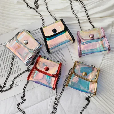 

F40829A 2021 new arrivals summer reflective square cross-body kids bag purses and handbags for girls, As picture