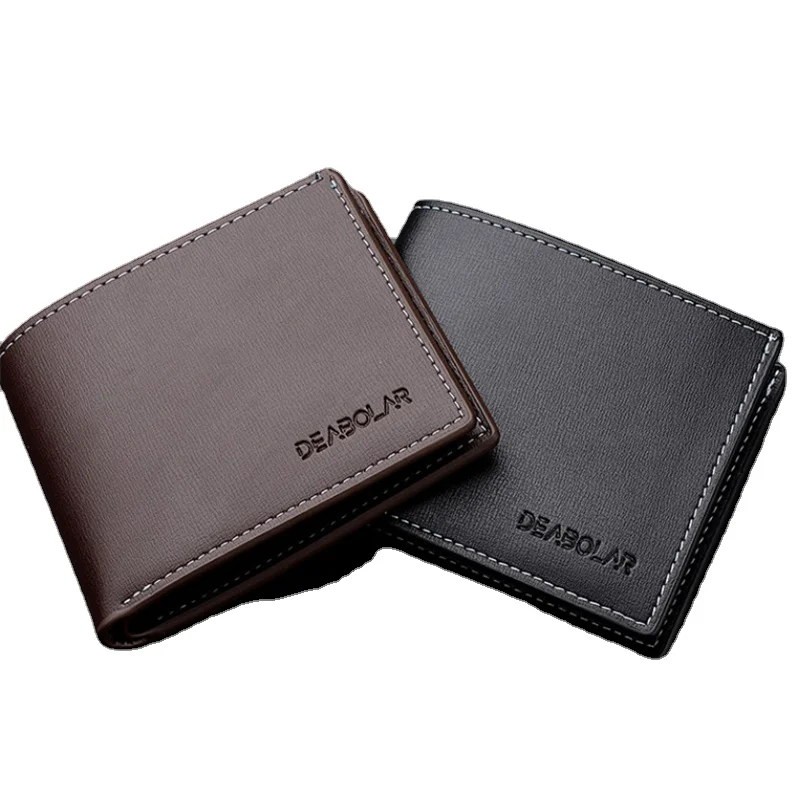 

Wholesale Cheap Price PU Leather Men's Wallets Casual Two-fold Short Horizontal Male Wallet, As the picture display