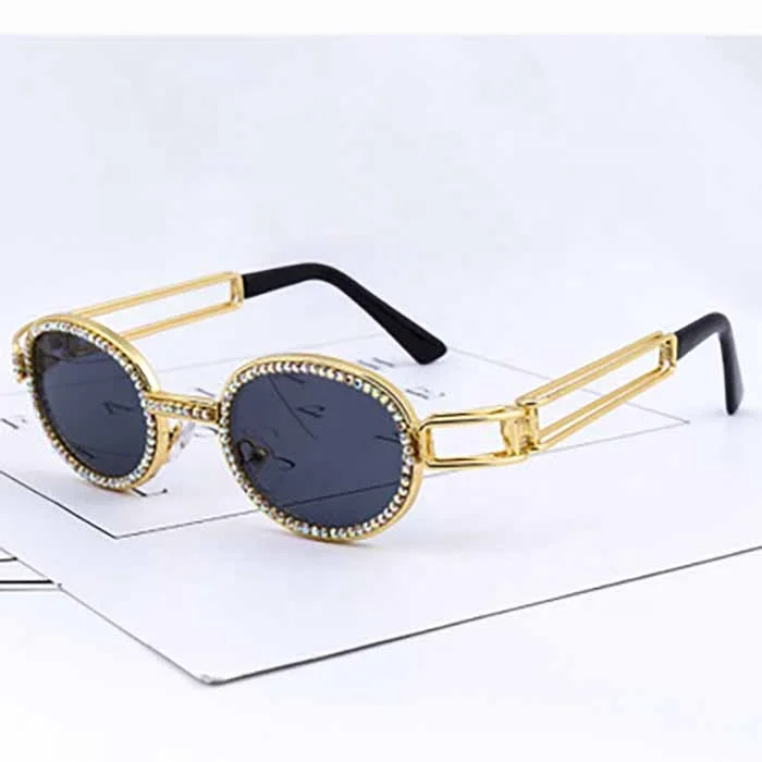 

Trendy Fashion Retro Vintage Steampunk Luxury Rhinestone Shades Diamond Women Sunglasses Steam Punk Sun Glasses Gafas De Sol, Customized color