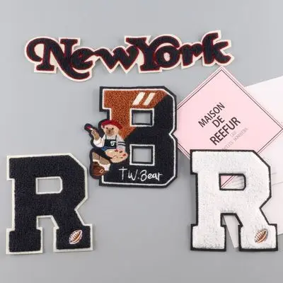 

Custom letter chenille patch hoodie embroidery patch, Custom color