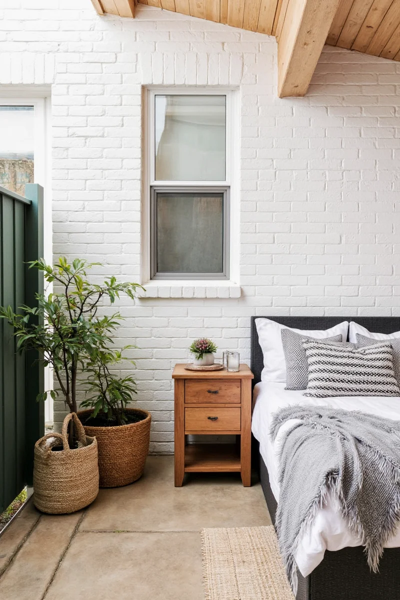 Petco All-Weather Dog Bed in neutral tones placed in a shaded backyard nook