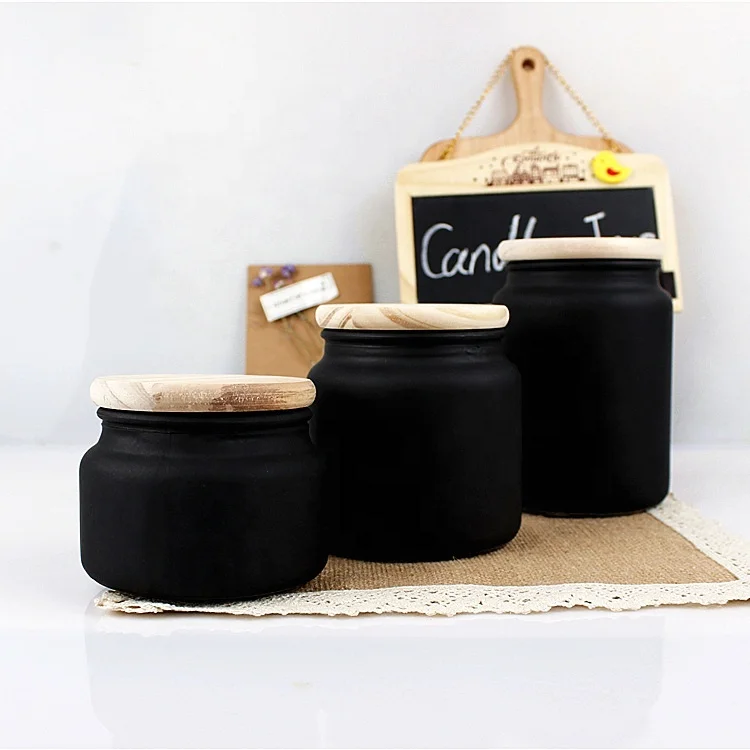 

Black glass jars for candle making glass candle container candle vessel with wooden lid 300ml 500ml 700ml, Clear transparent