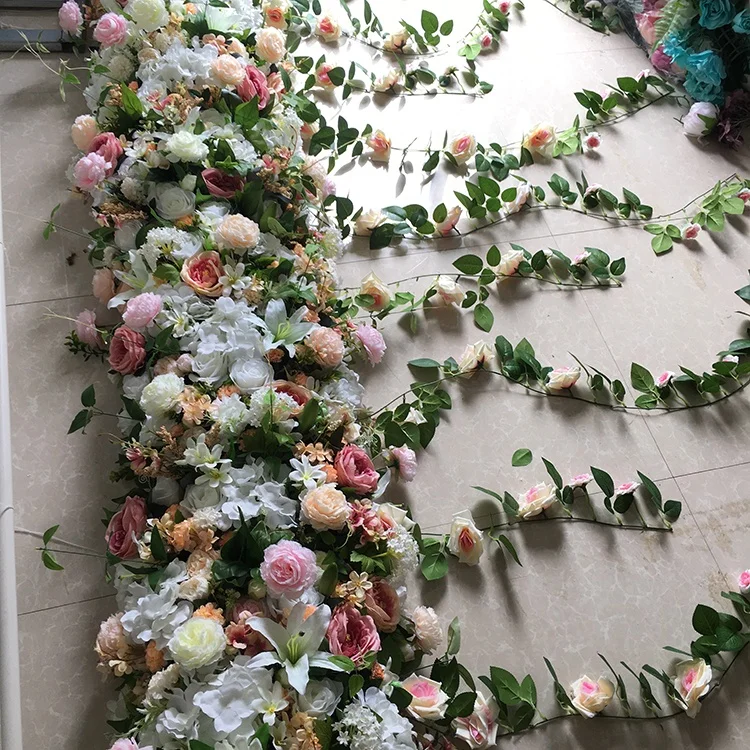 

SPR Factory direct custom wedding decoration table runner arch floral artificial flower, Champagea mix white