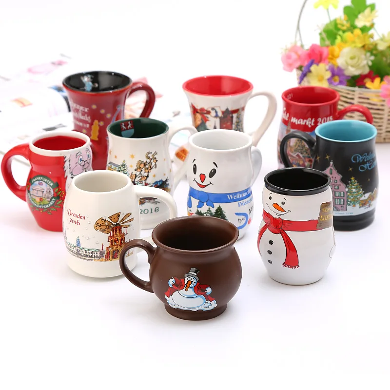 

color glazed 10oz custom porcelain milk cup Creative holidays tea coffee ceramic christmas mug