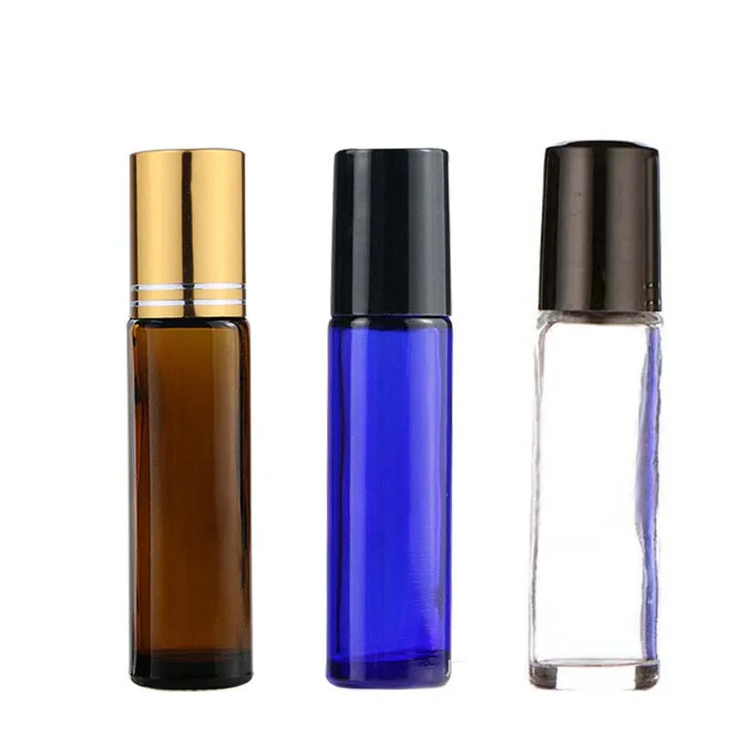 

wholesale 10ml empty clear glass essential oil bottle eye cream roll-on bottle perfume roller bottle