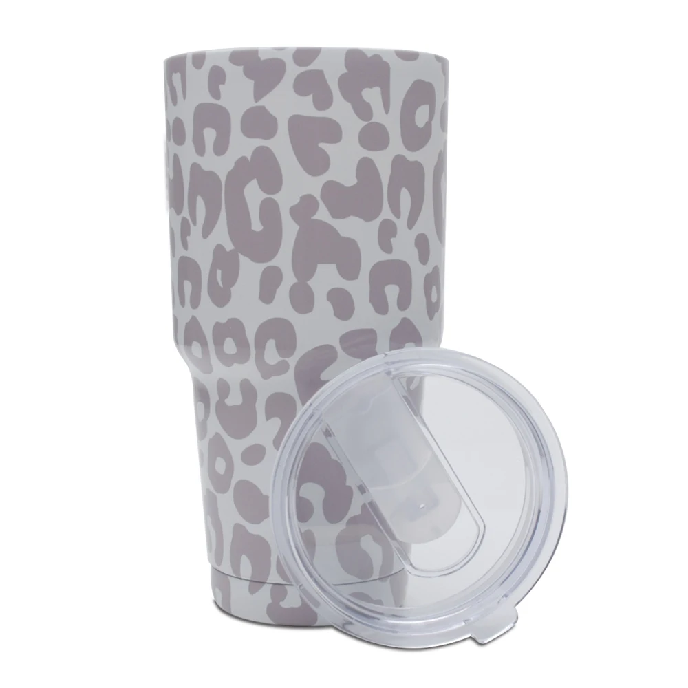 

Gray leopard Cup  Stainless Steel Vacuum Insulated Tumbler with Lid Leopard Travel Mug Beverage Cup DOM1061175, Picture shown