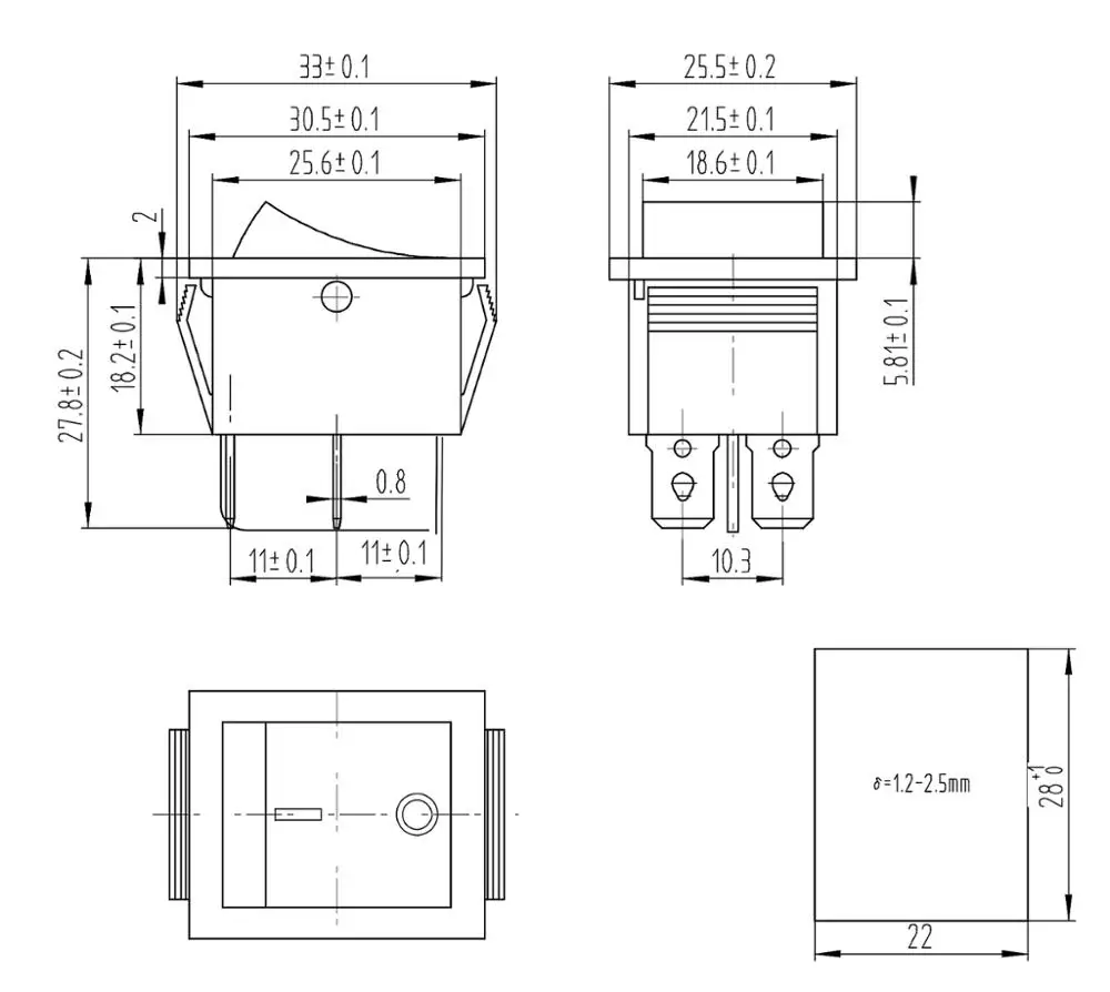 Kcd Rocker Switch KCD4 Rocker Switch - Reliable on-off Control for 250V AC