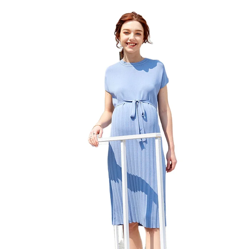 

China Wholesale Elasticity Trendy Maternity Clothing Blue Maternity Dress Maternity Fashion Dress, Pink,black, gray blue