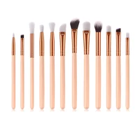 

12 Pieces Rose Gold Synthetic Vegan Soft Makeup Eyeshadow Blending Brush Set For Eyes Private Label