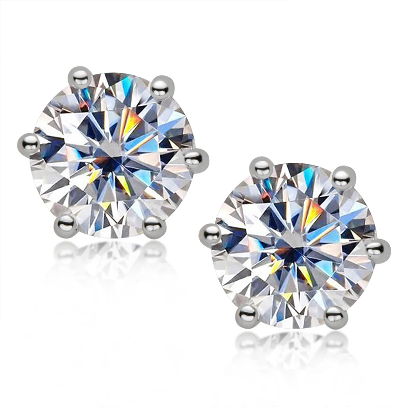 

Diamond 6.5mm earrings 925 sterling silver gemstones ladies wedding Moissanite earrings