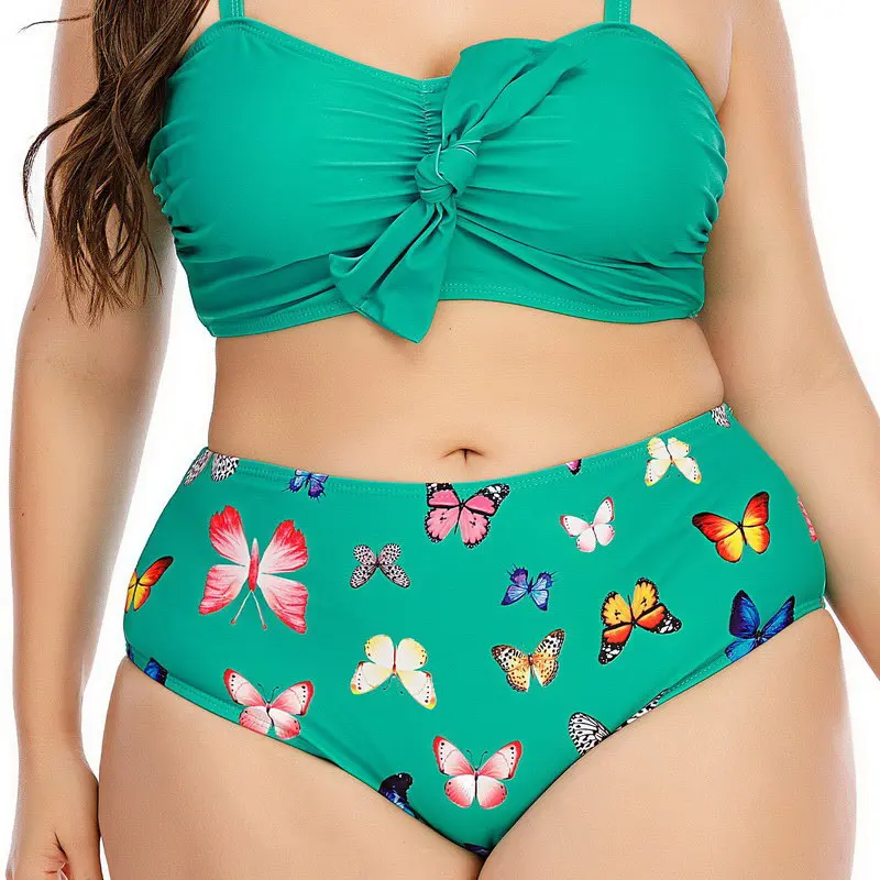 

Small Fresh Adult Swimming Wading Sports Ladies Split High Waist Triangle Plus Size Swimsuit