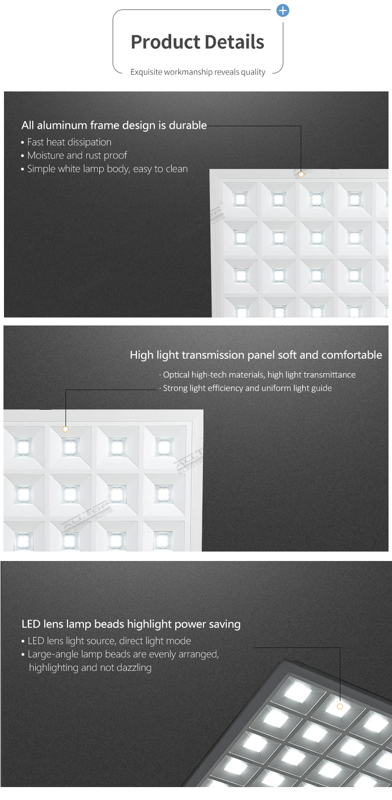ALLTOP Ultrathin high lumen indoor Iron PET lighting recessed square smd 48w led panel light