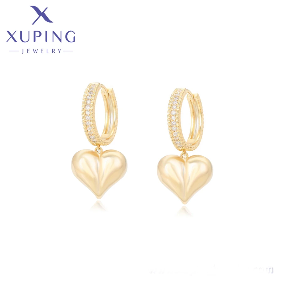 

earring-1381 XUPING Jewelry Trendy simple Heart huggie Earrings Elegant Luxury Delicate Ladies vintage romantic Earrings