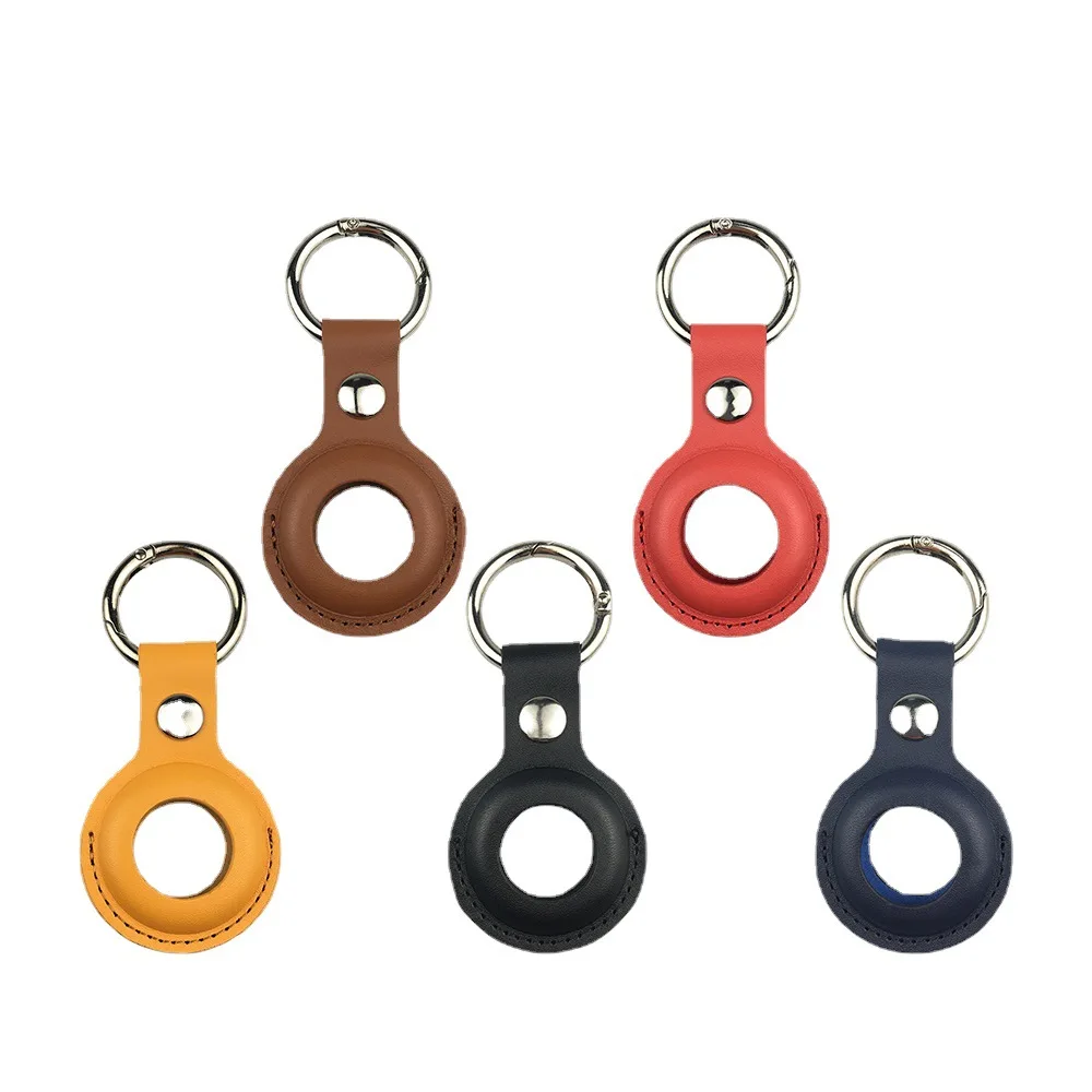 

2021 Amazon Hot Selling Mitation Leather Case For AirTag Finder Anti-Scratch Protective Skin Cover With Keychain AirTags Case, Muti-color choice